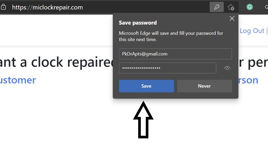 Click yes to save your password